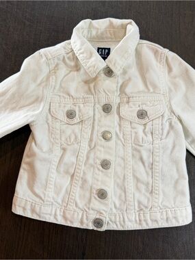 GAP Kids White Denim Button up Jacket Sz 4
